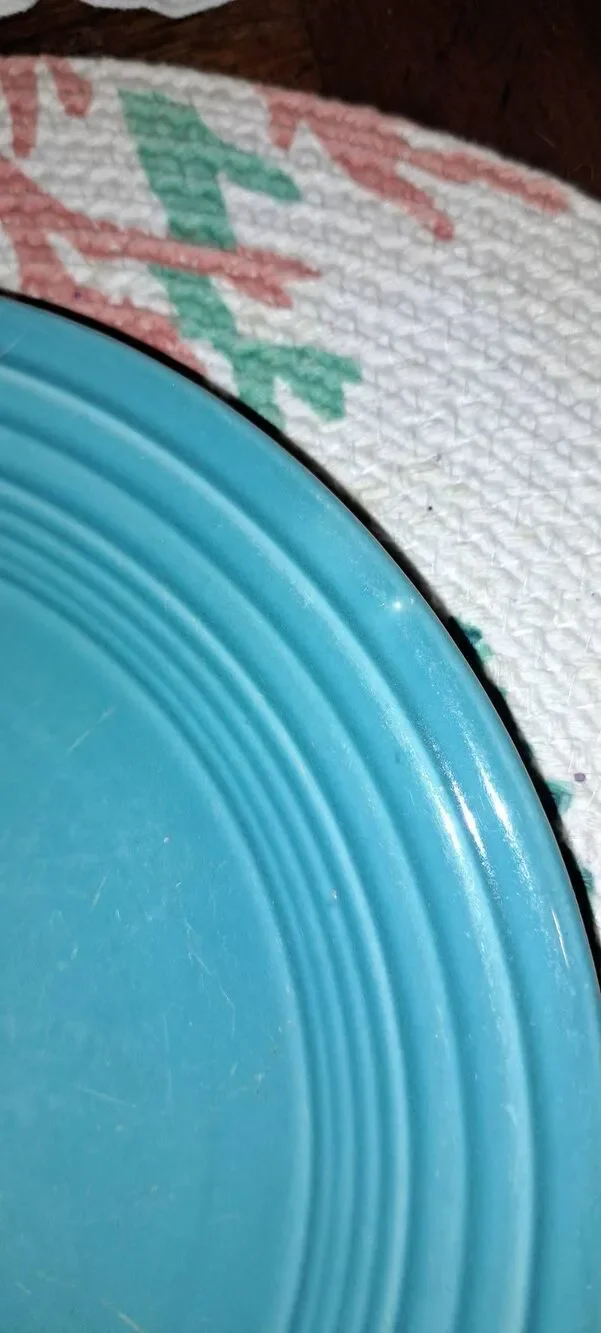 Vintage Genuine Fiesta Turquoise Dinnerware 7 Piece Lot HLC USA Plates Saucers S